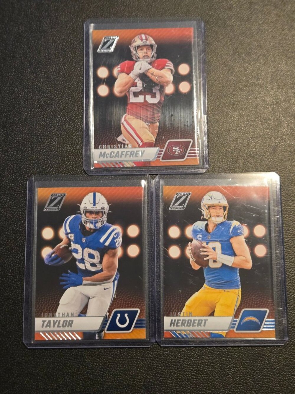 Panini Zenith Football Cards Lot 3 2023 C.McCaffrey J.Herbert J.Taylor